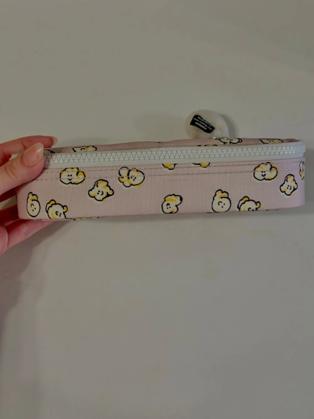 Kipling 100 Pens Pencil Case Nylon Hard Shell Popcorn Pouch w/ Keychain Lilac